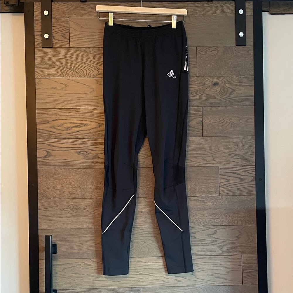 Adidas Women’s Running Black Leggings with Reflective Accents and Ankle zippers